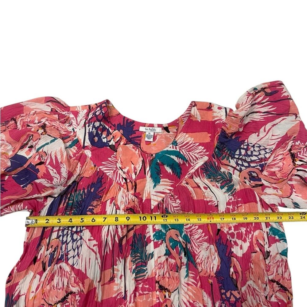 Go Softly Patio Floral Crinkle Midi Dress Women’s XL - Picture 9 of 11